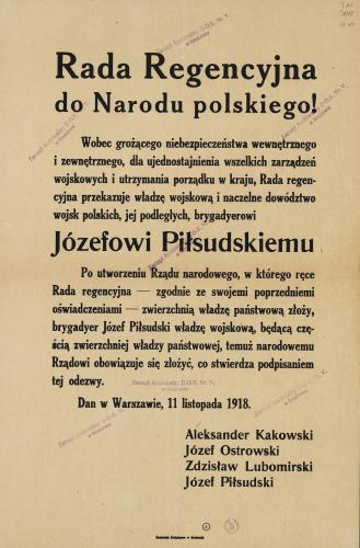 'Rada Regencyjna Piłsudski  11 11 1918.jpg'